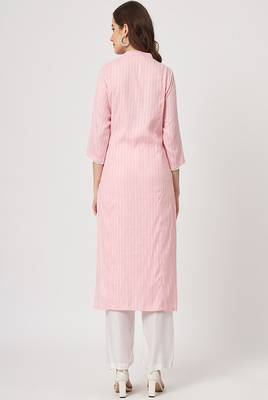 Styllow women embroidered viscose rayon straight kurta 4