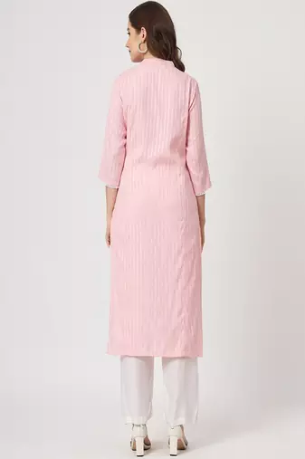 Styllow women embroidered viscose rayon straight kurta
