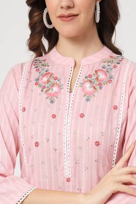 Styllow women embroidered viscose rayon straight kurta 5