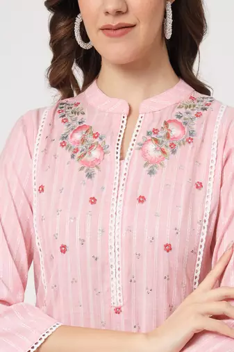 Styllow women embroidered viscose rayon straight kurta