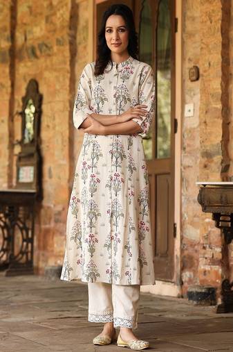 Women princess cut a-line kurta embroidery with mirror work kurta