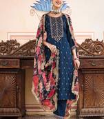 Styllow embroidered straight kurta suit set (set of 3)