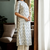 Styllow women floral print pure cotton a-line kurta (white)