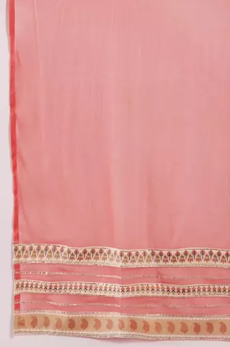 cream printed cotton anarkali suit with trousers & dupatta