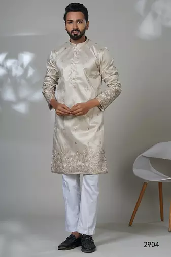 Aesthetic beige kurta for men | premium designer ethnic wear