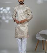 Aesthetic beige kurta for men | premium designer ethnic wear