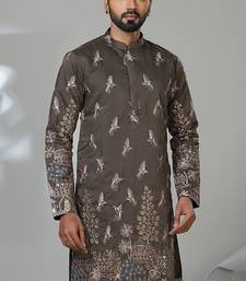 Aesthetic brown embroidery kurta for men | premium designer men's kurta