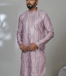 Aesthetic pink embroidery kurta for men | premium designer men's kurta