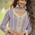 Light-purple embroiderd premium georgette anarkali suit