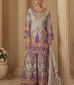 multicolor printed natural crepe silk kurta palazzo set