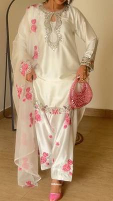 white japan satin embroidered farshi salwar kameez set 5