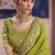 Parrot green silk embroidered wedding wear saree