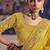 Yellow silk embroidered wedding wear saree