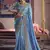 Sky blue silk embroidered wedding wear saree