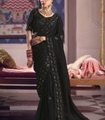 black embroidered silk wedding saree
