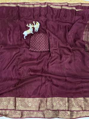 wine silk blend zari border wedding saree 2