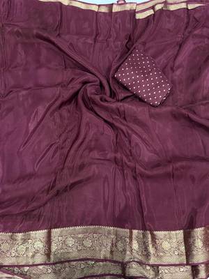wine silk blend zari border wedding saree 4