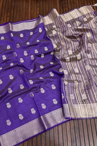 purple tussar silk zari woven wedding saree