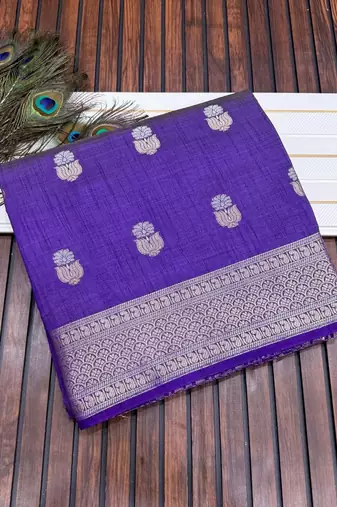 purple tussar silk zari woven wedding saree