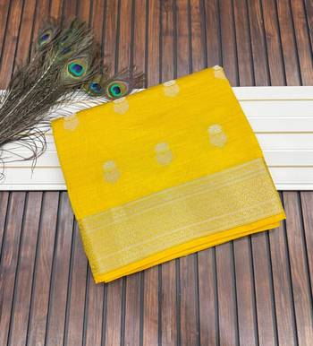 yellow tussar silk zari woven wedding saree 3