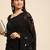 Black floral sequins embroidered georgette party wear saree with blouse piece