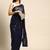 Blue floral sequins embroidered georgette party wear saree with blouse piece