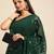 Green floral sequins embroidered georgette party wear saree with blouse piece