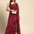 Maroon floral sequins embroidered georgette party wear saree with blouse piece