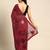 Maroon floral sequins embroidered georgette party wear saree with blouse piece
