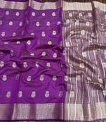 magenta tussar silk zari woven wedding saree