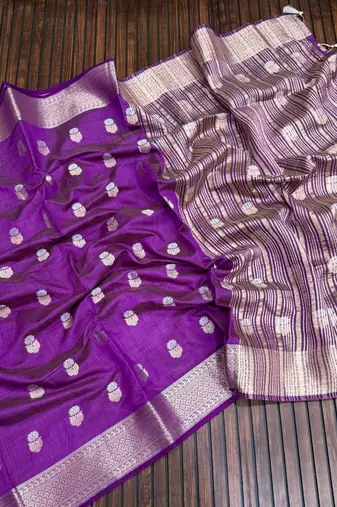 magenta tussar silk zari woven wedding saree