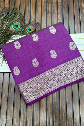 magenta tussar silk zari woven wedding saree