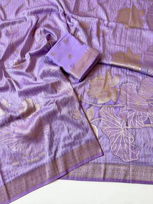 lavender georgette zari woven wedding saree 2