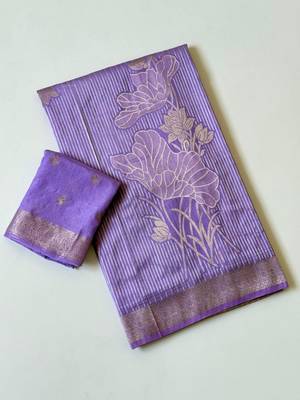 lavender georgette zari woven wedding saree 3