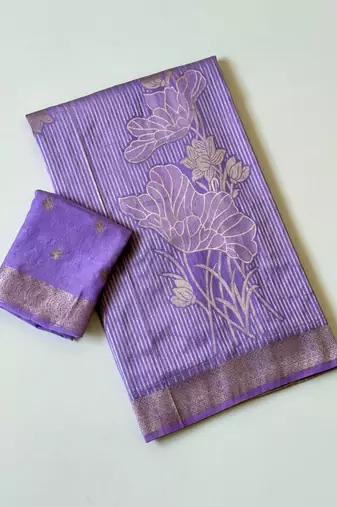 lavender georgette zari woven wedding saree