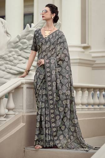 Black pure mal mal silk saree