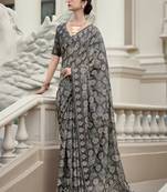 Black pure mal mal silk saree