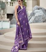 Purple pure mal mal silk saree