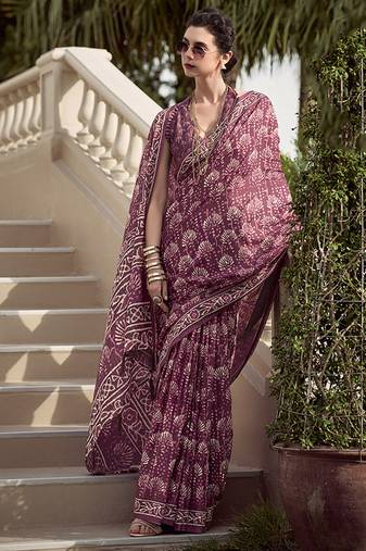 Wine pure mal mal silk saree