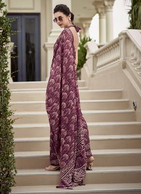 Wine pure mal mal silk saree 2