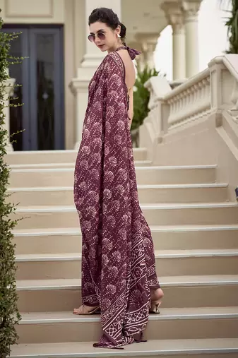 Wine pure mal mal silk saree