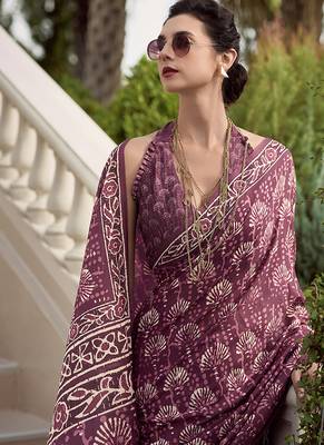 Wine pure mal mal silk saree 3