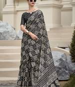 Black pure mal mal silk saree