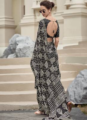 Black pure mal mal silk saree 2