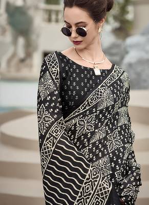 Black pure mal mal silk saree 3