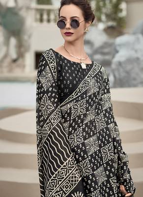 Black pure mal mal silk saree 4