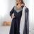 Black color soft french creap embroidery work party wear long gown