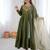 Green color soft french creap embroidery work party wear long gown