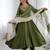 Green color soft french creap embroidery work party wear long gown