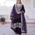 Wine embroidered velvet designer kurta set with dupatta